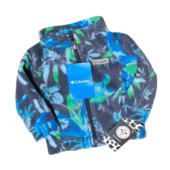 Columbia Other - Girls Columbia Jacket Spring Magnolia Floral NWT Blue Tropical Fleece Coat NWT